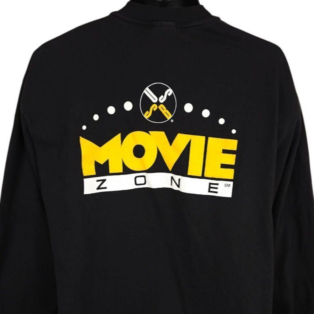 Vintage USSB Movie Zone T Shirt Mens Size XL Black 90s Satellite Broadcasting